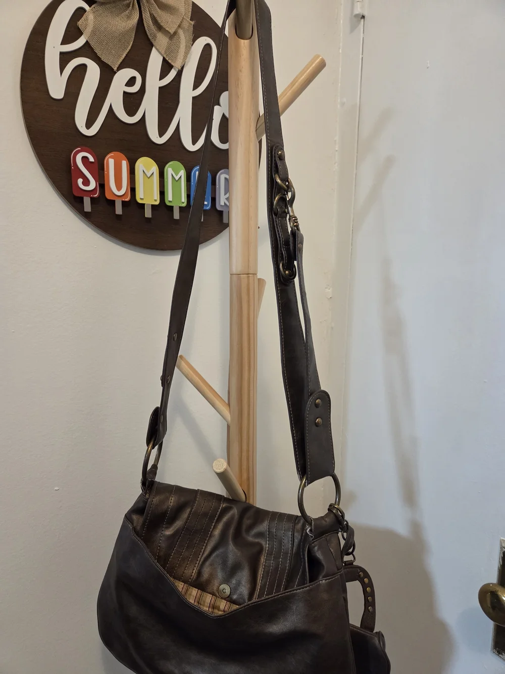 Nine West Striped Interior Tote with Brown Trim